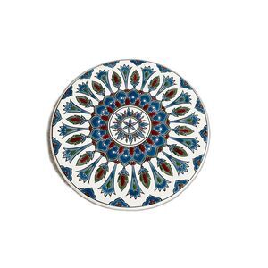 Nassos Keramik Ceramic Art Tile Coaster Hand Made Rodos Hellas Greece Round 6"